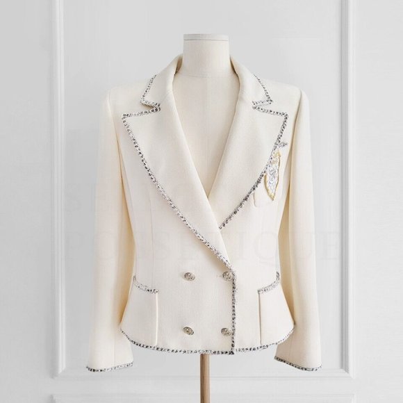 VINTAGE&RARE NWOT CHANEL 05C CC PATCH IVORY JACKET FR 38 - Picture 1 of 2